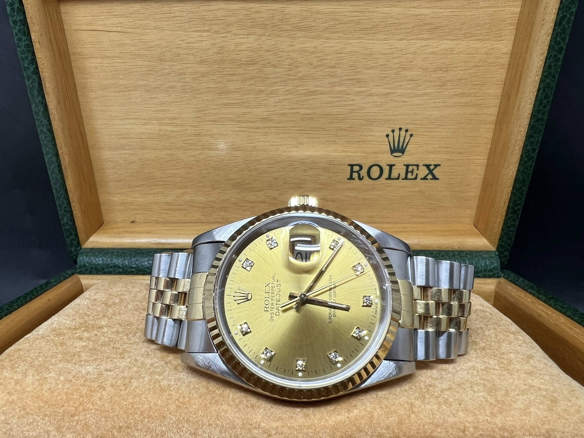 Rolex Datejust  36mm 金鋼金面石字 16233 X series 淨錶