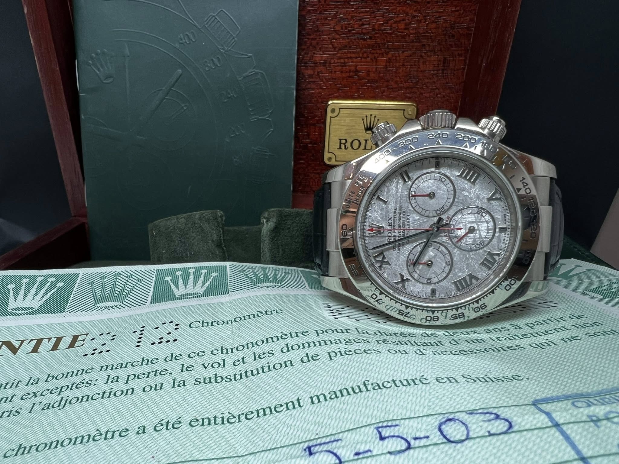 Rolex Daytona  全白金皮帶隕石面 116519 met K頭  出世紙