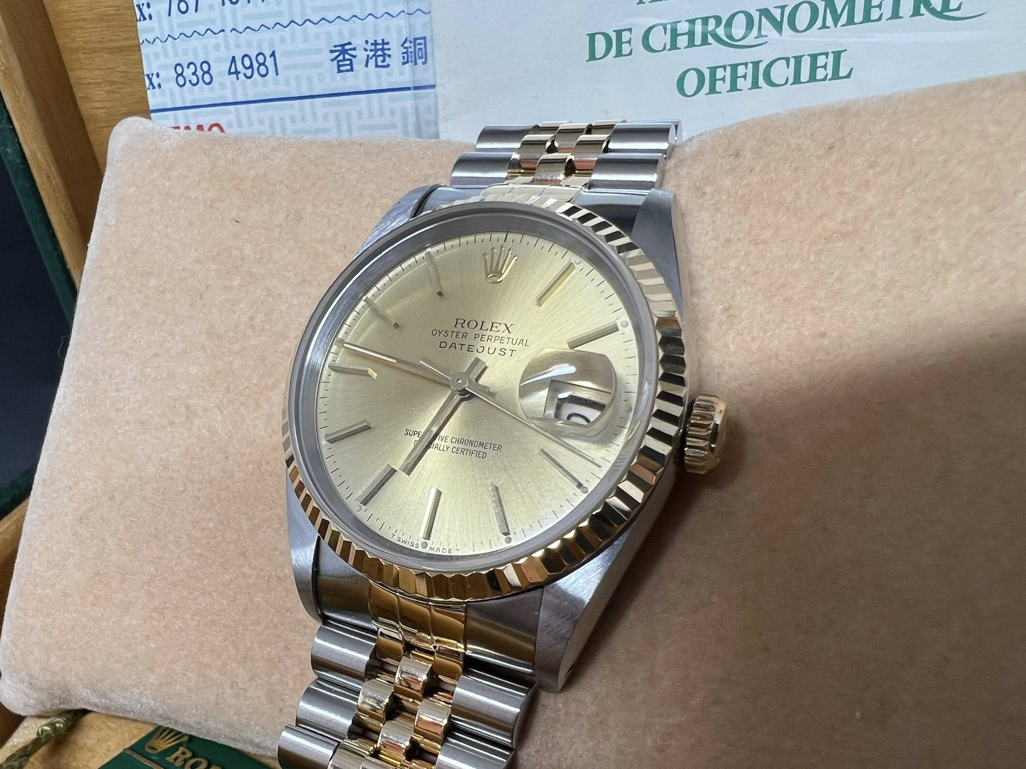 Rolex Datejust 36 金鋼金面 16233 E頭 行貨
