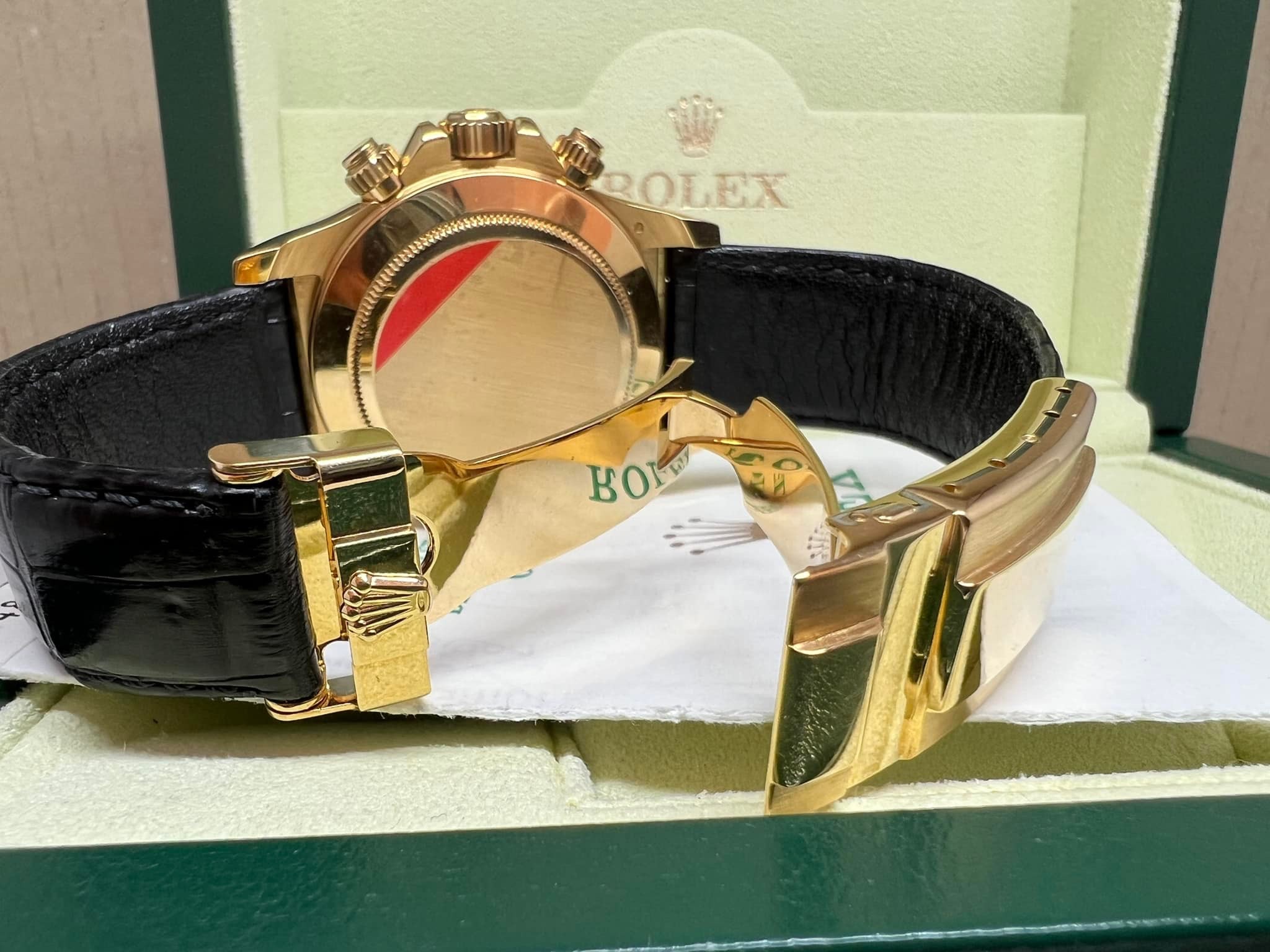 Rolex Daytona 舊裝 Zenith 白面 全黃金皮帶 16518 U頭 出世紙