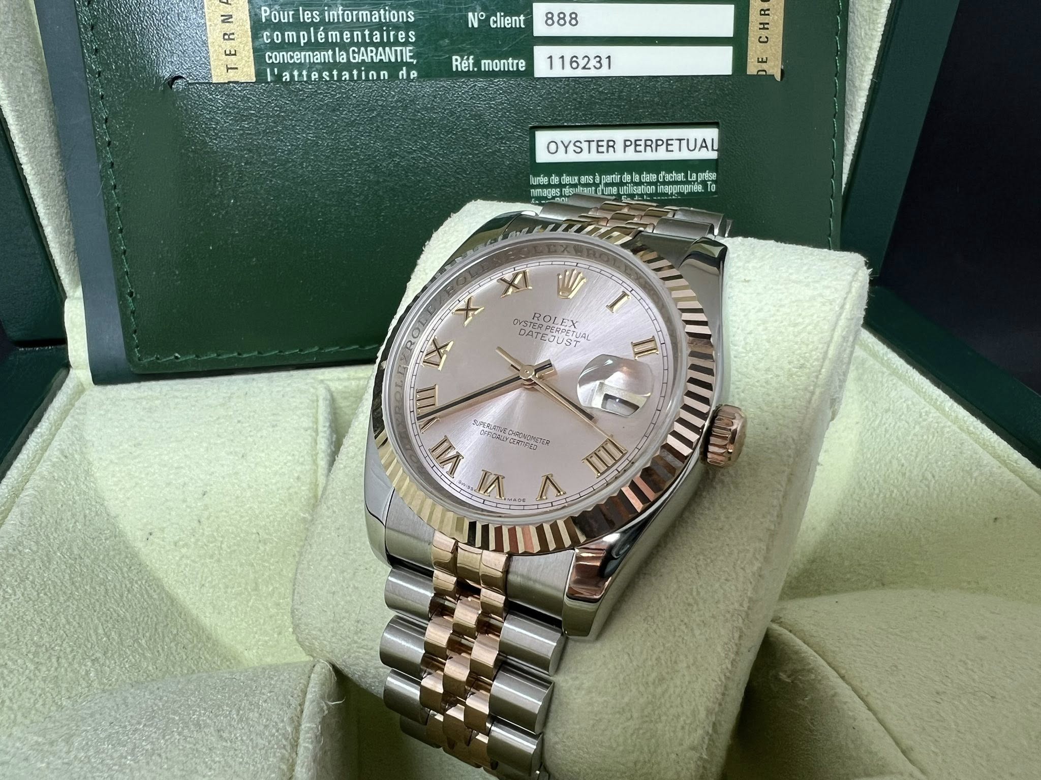 Rolex Datejust  36mm 玫塊金鋼 粉紅面羅馬字 116231 G頭 行貨