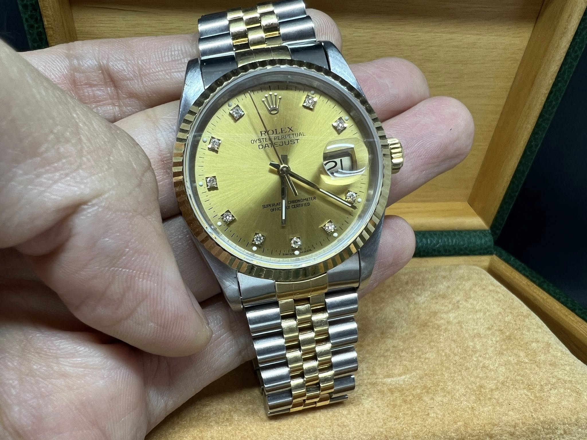 Rolex Datejust  36mm 金鋼金面石字 16233 X series 淨錶