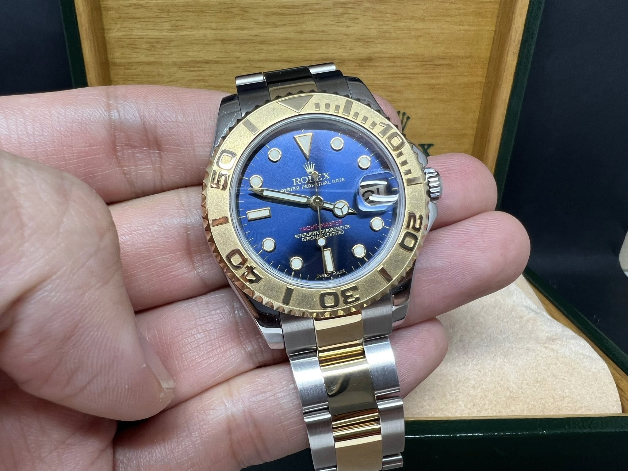 Rolex Yacht Master  37mm 金鋼罕有藍面 168623 P series 淨錶