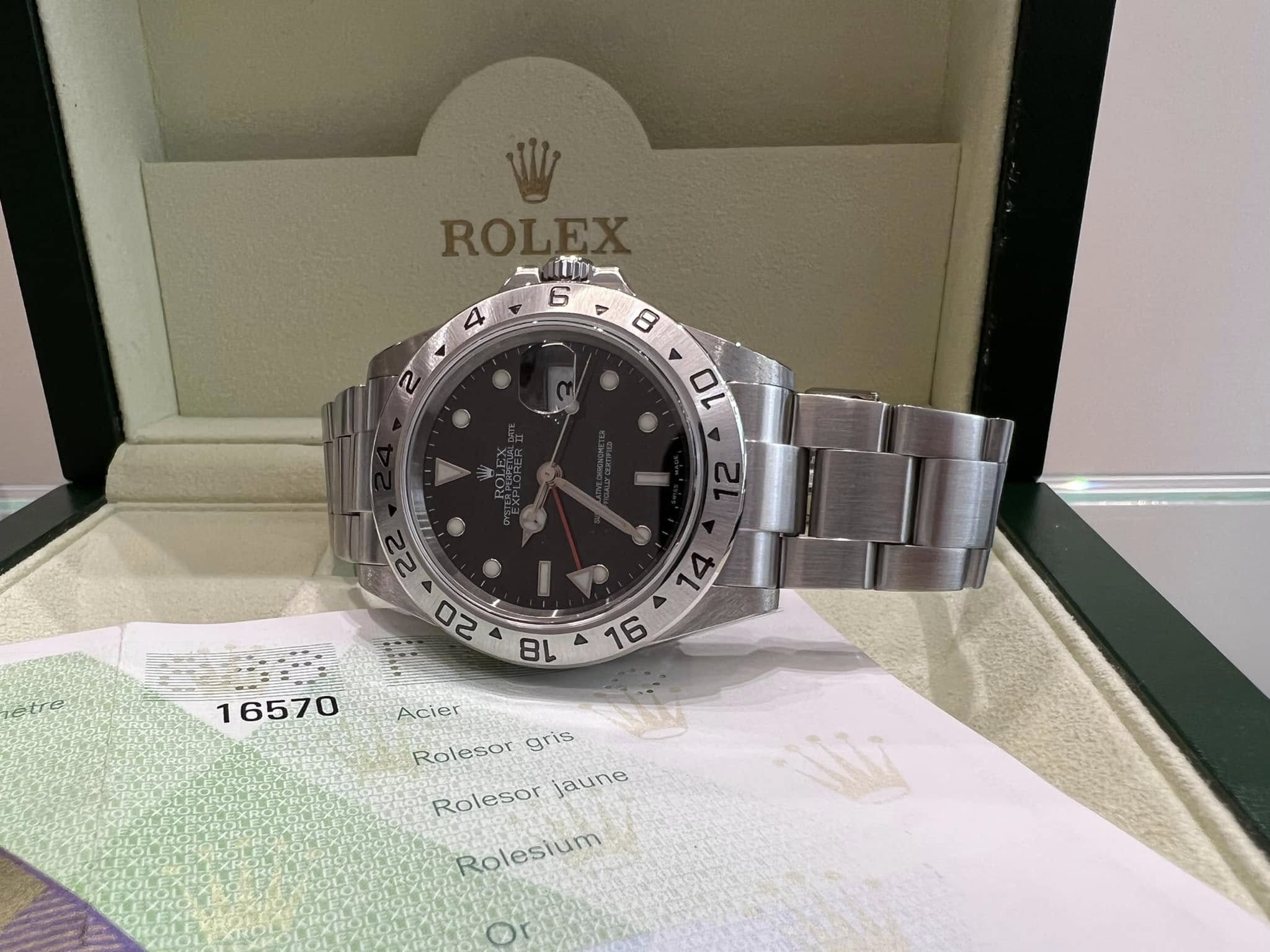 Rolex Explorer II 黑面紅針 16570 F頭 密窿  行貨