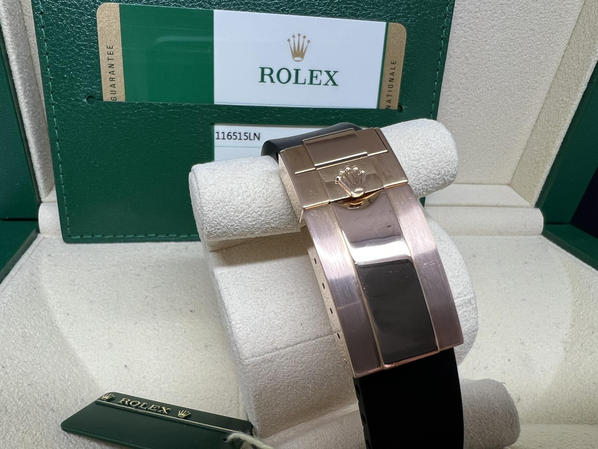 Rolex Daytona  全玫瑰金朱古力面 已換 RB 膠帶 116515LN 2016年錶 行貨
