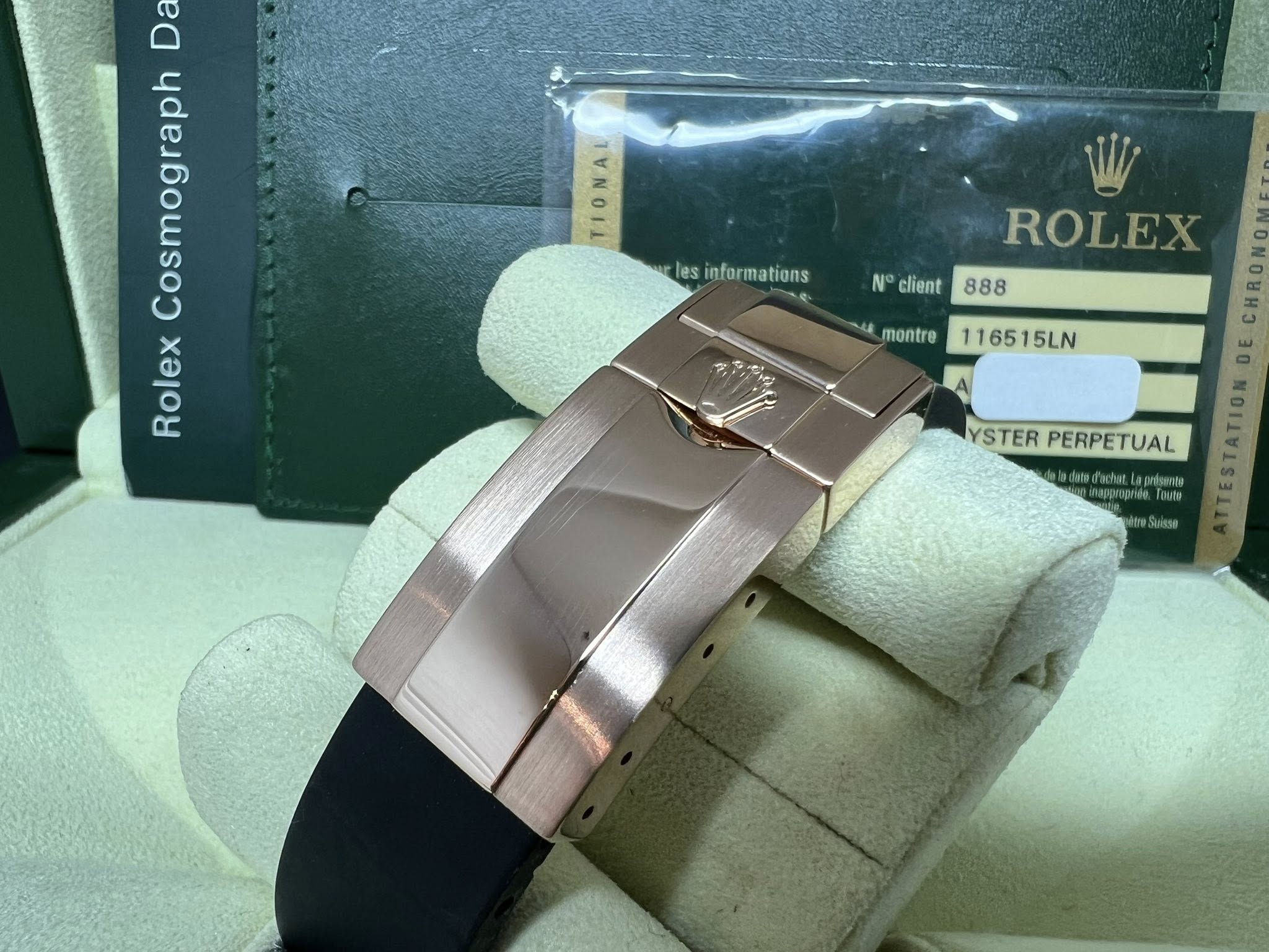 Rolex Daytona  全玫瑰金朱古力面 已換 RB 膠帶 116515LN 2013年錶 行貨 藍光