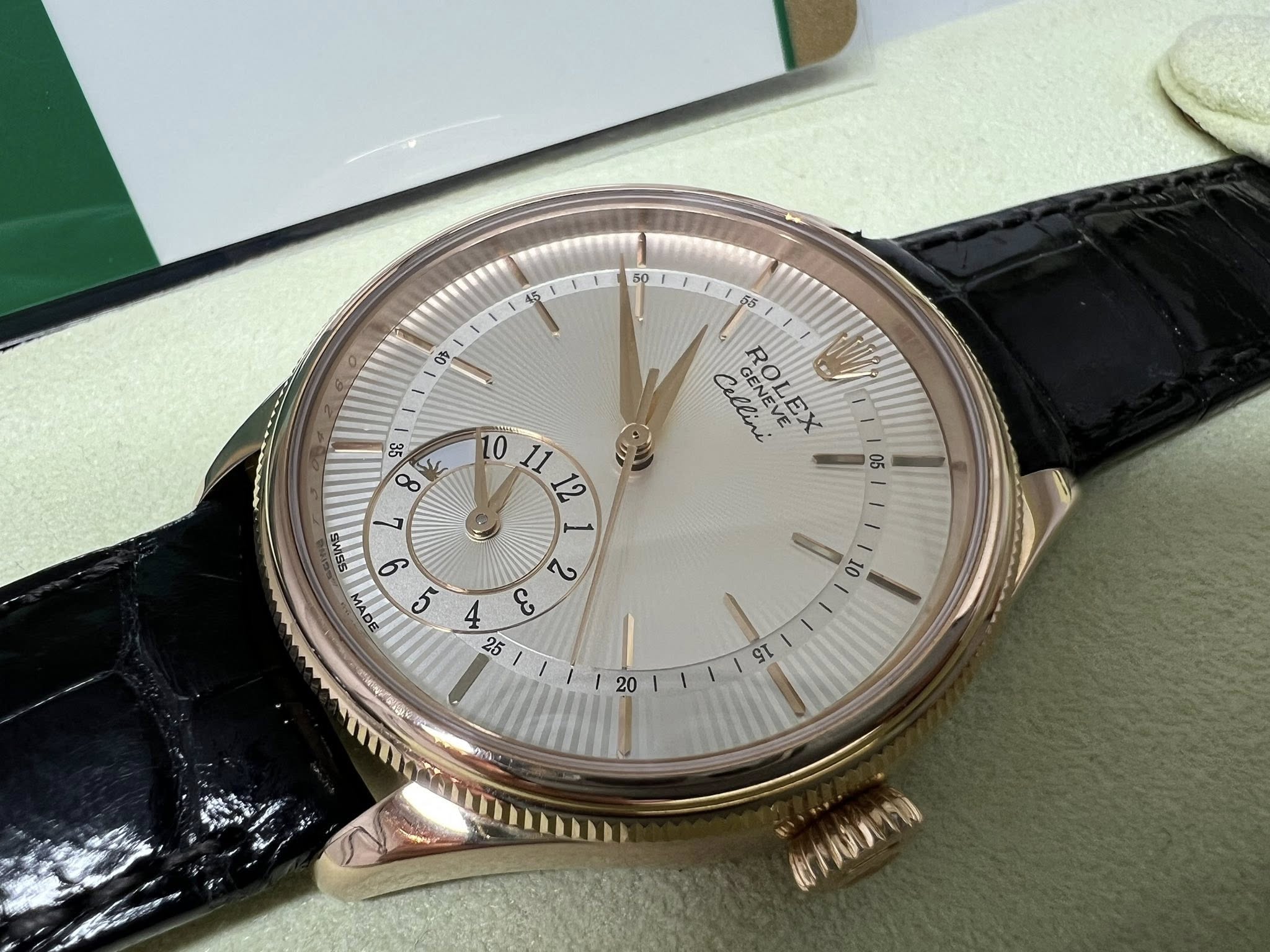 Rolex Cellini dual time 39mm 玫瑰金皮帶 50525 2020年錶