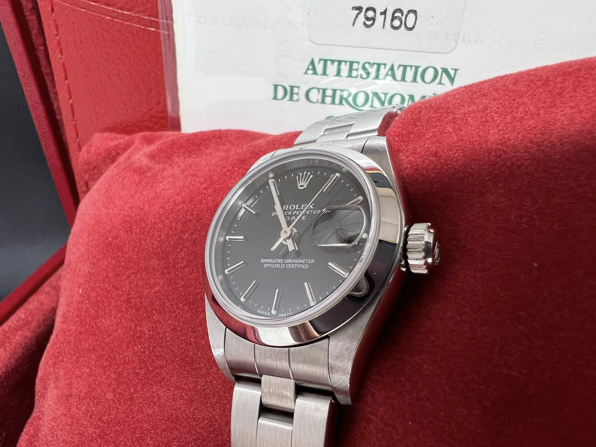 Rolex OP Date 26mm 黑面 79160 K series 行貨 帶直 未磨殼