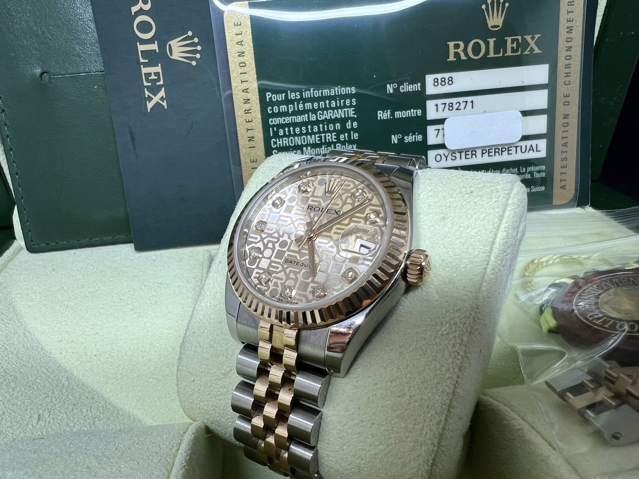 Rolex Datejust 31mm 玫瑰金鋼石字 178271G 亂碼 行貨  未打磨 95%新