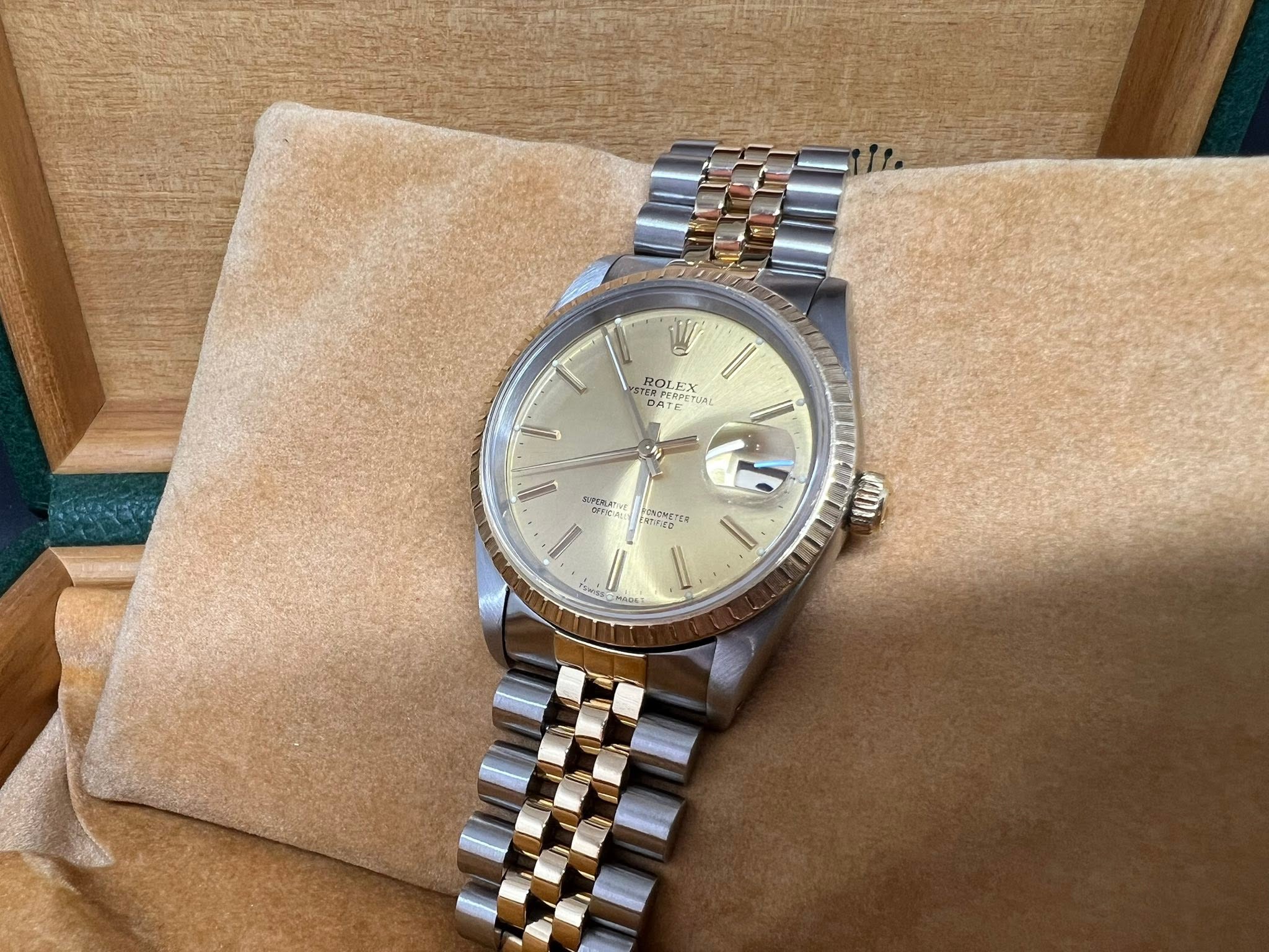 Rolex OP Date 34mm 金鋼金面 15223 E series 淨錶