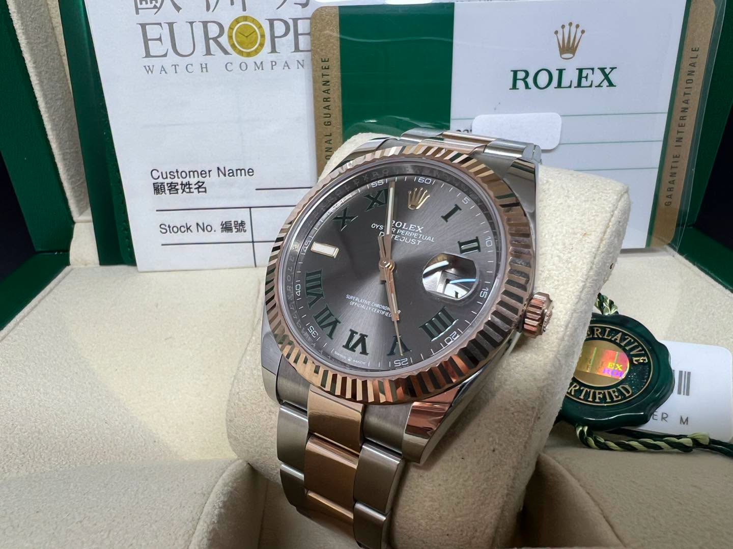Rolex Datejust 41mm Oyster 玫瑰金鋼 Wimbledon dial  126331 2019年錶