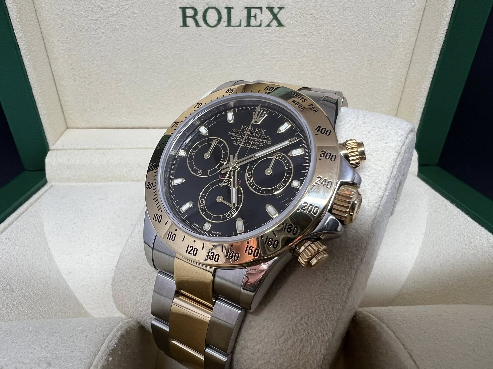 Rolex Daytona 金鋼黑面 116523 亂碼 藍光 淨錶