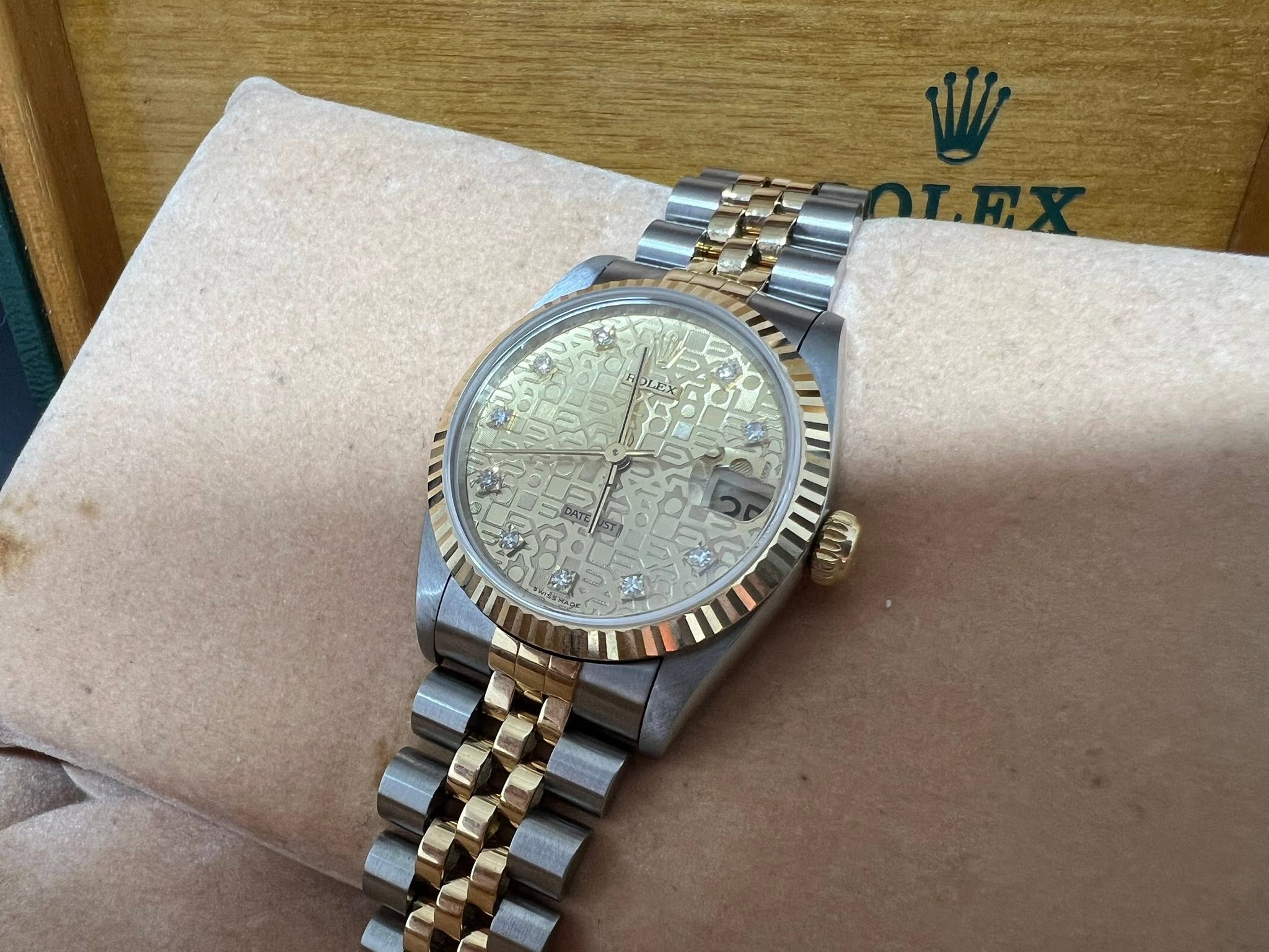 Rolex Datejust 31mm 金鋼金電腦面石字 68273J S series 密窿 淨錶