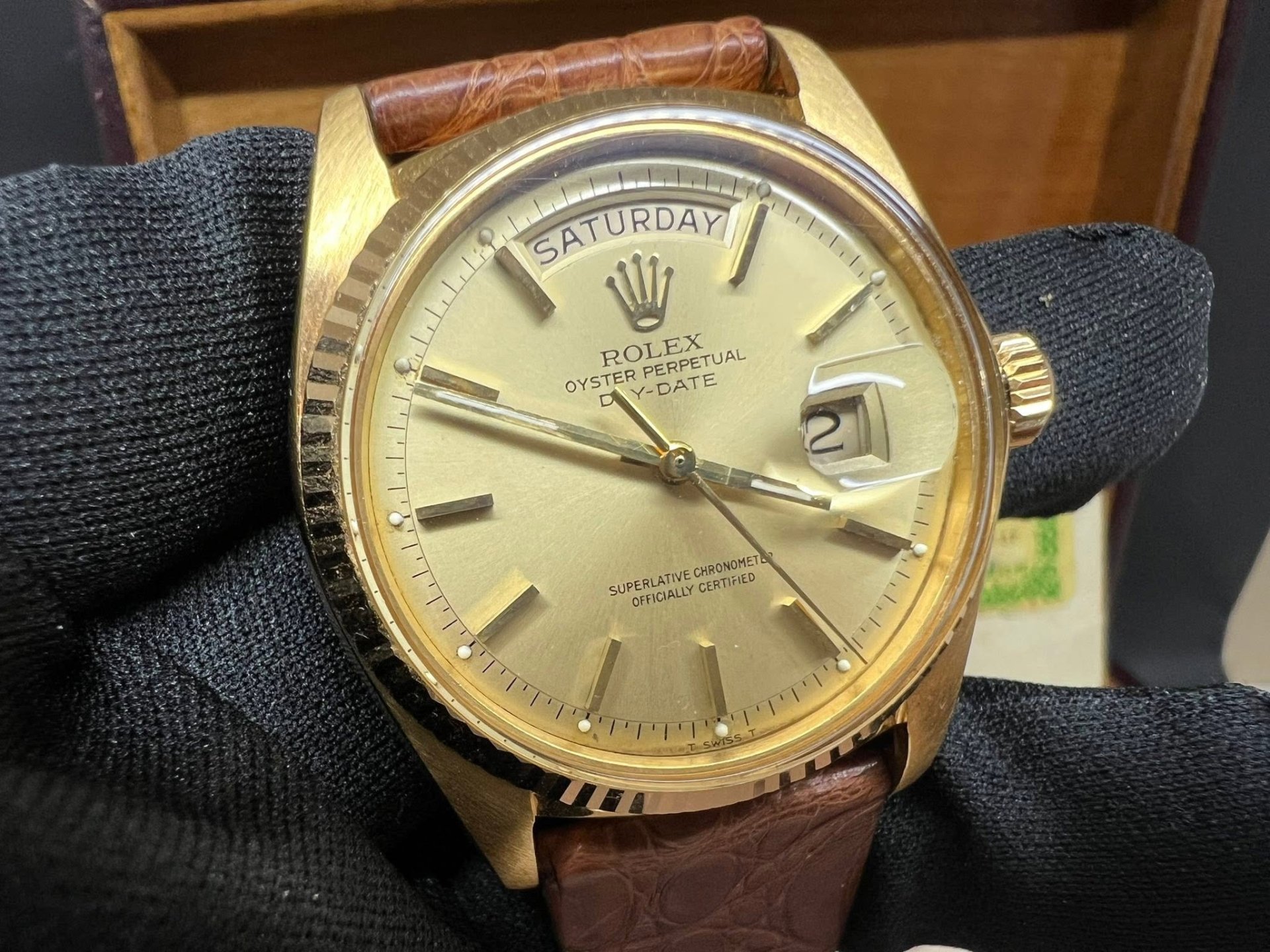 Rolex Daydate 36 Vintage 全金皮帶 1803/8 41xxxxx 厚殼未磨 罕有出世紙
