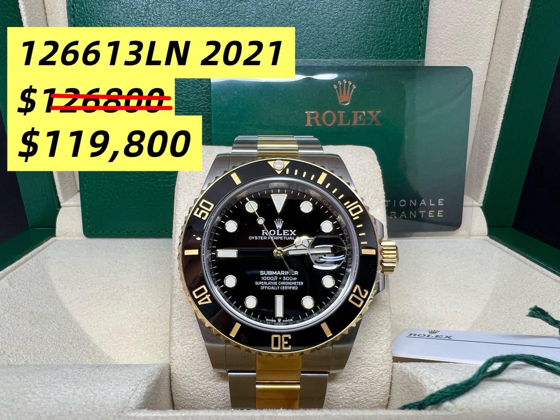 Rolex Submariner  41mm 新款金鋼黑面 126613LN 2021年錶