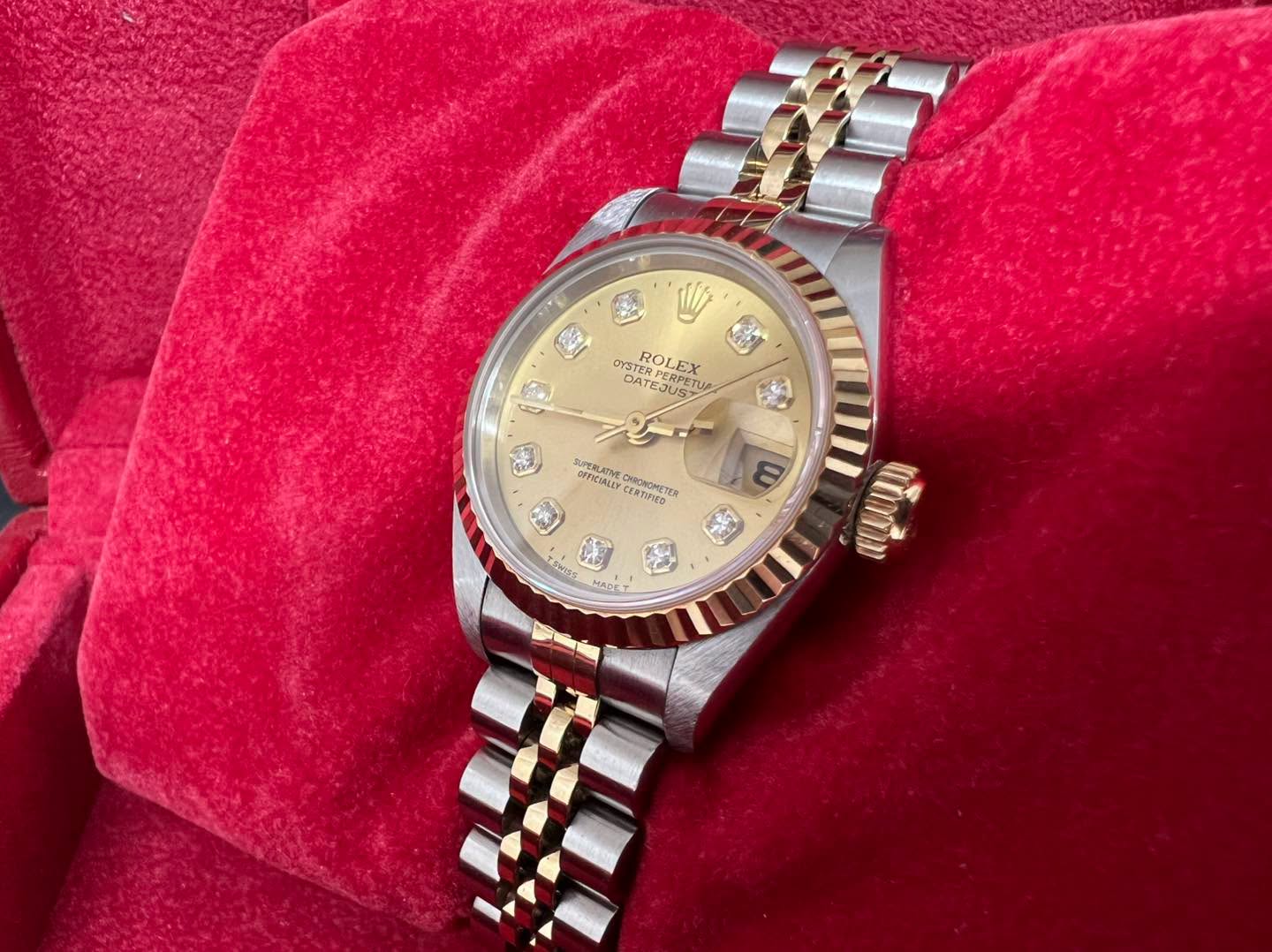 Rolex Datejust 26mm 金鋼金面大石字 69173G W series 淨錶