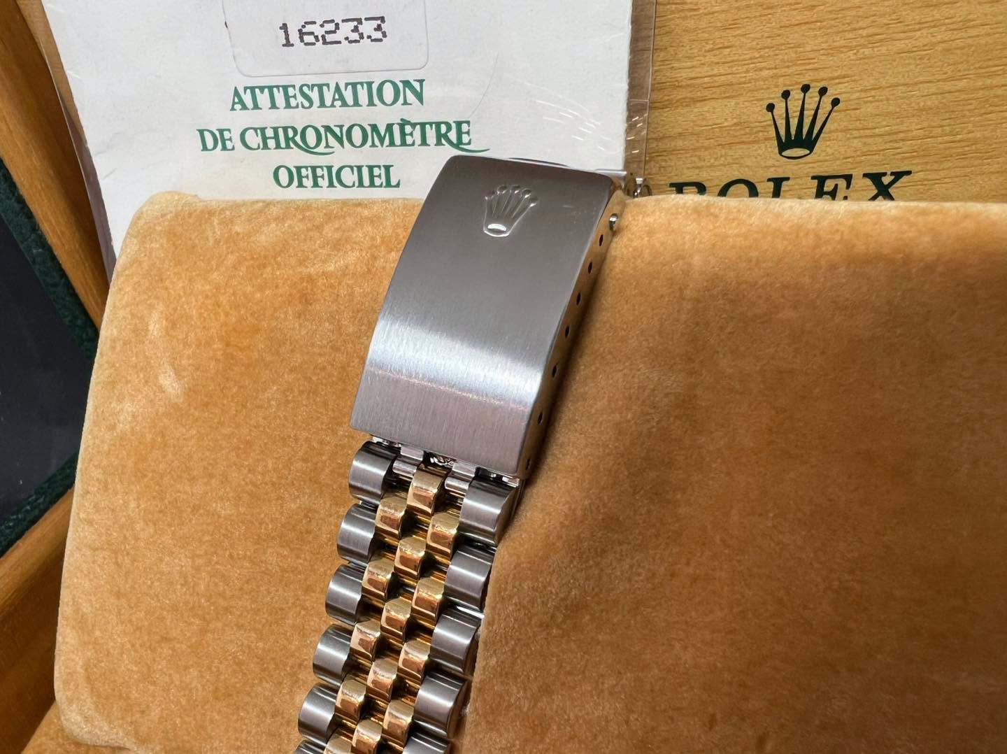 Rolex Datejust 36 金鋼黑布紋面 16233 W頭 密窿 出世紙